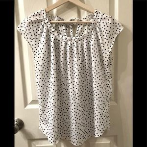 LC Lauren Conrad Ruffled Neck Polka Dot Blouse - L
